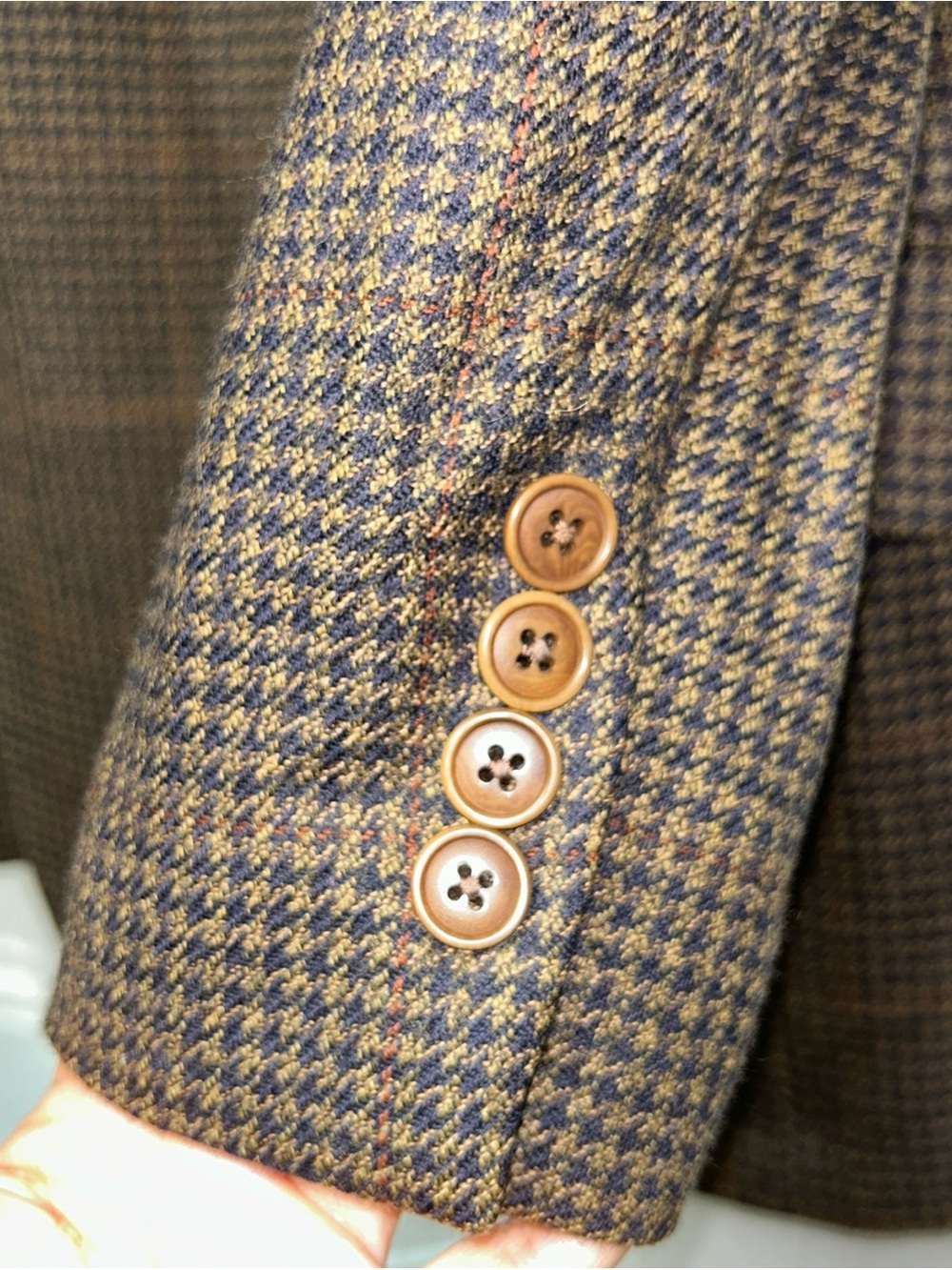VTG Kingsridge Imperial Sport Coat Blazer Brown Houndstooth Plaid USA Men’s 44S - Picture 3 of 13